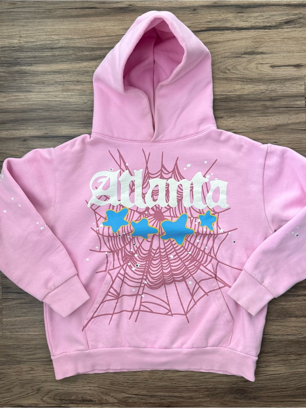 Sp5der Pink Atlanta Spider Web Star Graphic Fleece Hoodie - Size Small
